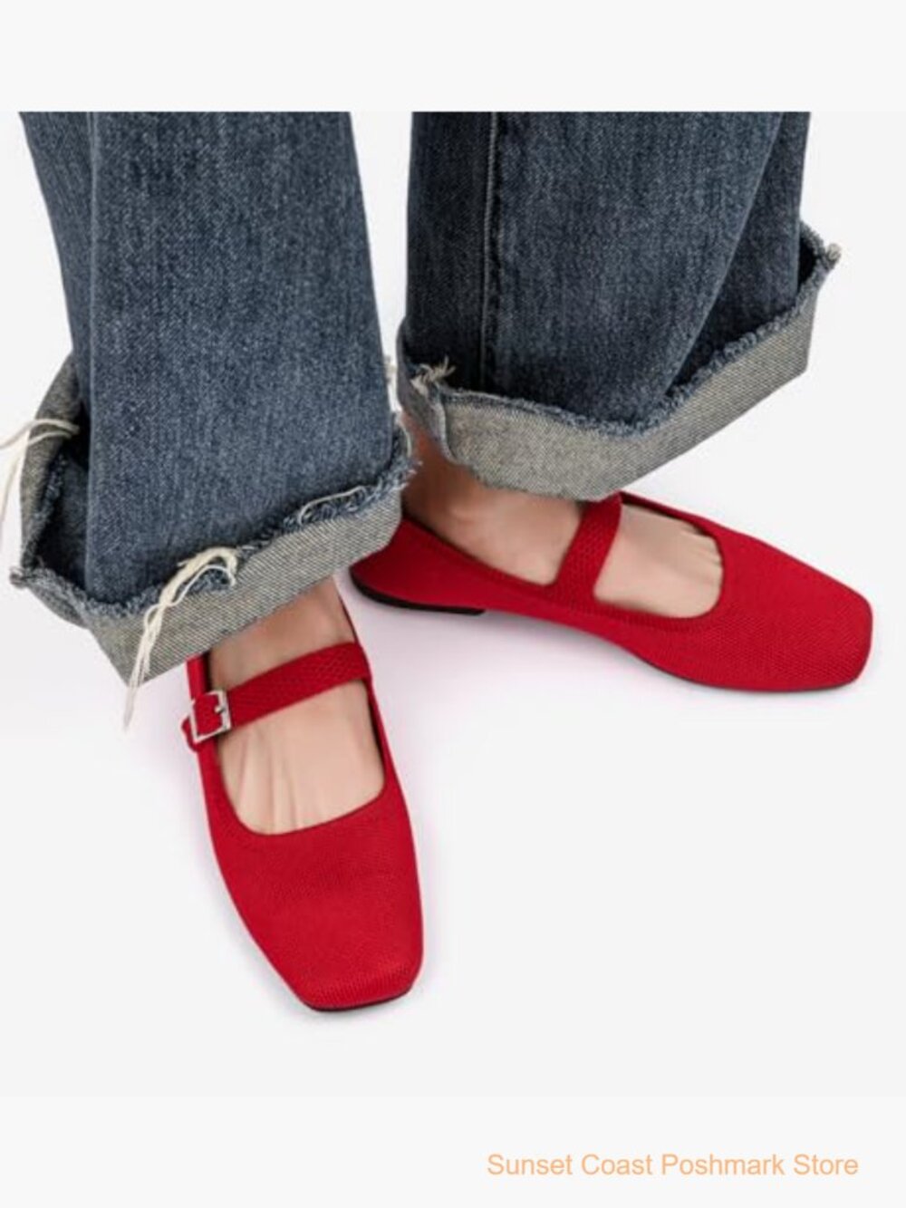 Square Toe Mary Jane Ballet Flats Adjustable Straps Arch Support - Picture 5 of 7